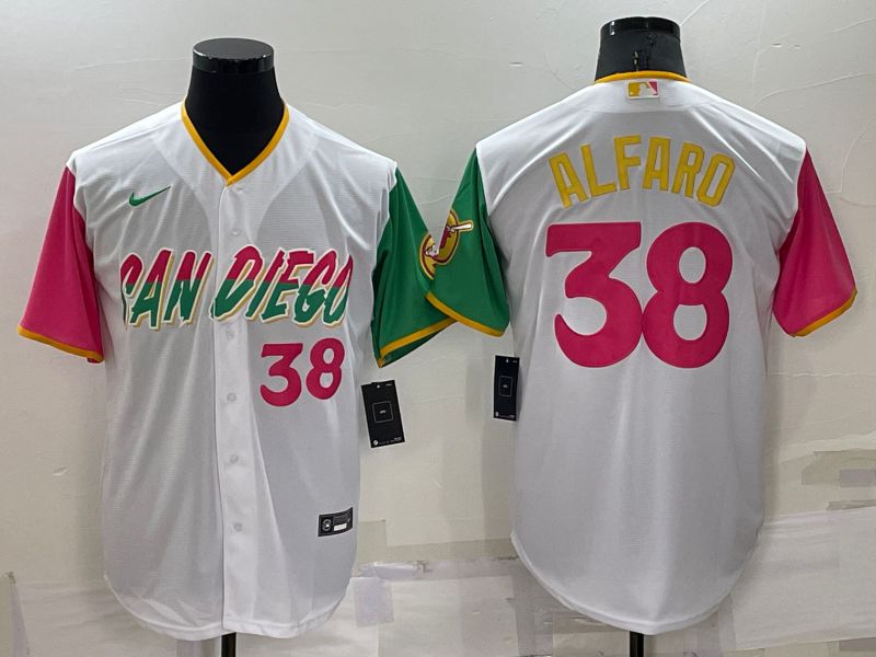 Men San Diego Padres 38 Alfaro White City Edition Game Nike 2022 MLB Jerseys